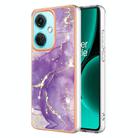 For OnePlus Nord CE3 Electroplating Marble Dual-side IMD Phone Case(Purple 002) - 1