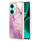 For OnePlus Nord CE3 Electroplating Marble Dual-side IMD Phone Case(Purple 001) - 1