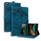 For Samsung Galaxy Tab A8 X200 Cartoon Sakura Cat Embossed Smart Leather Tablet Case(Blue) - 1