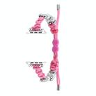 For Apple Watch Series 9 45mm Paracord Row Beads Drawstring Braided Watch Band(Pink) - 1