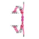 For Apple Watch Series 9 41mm Paracord Row Beads Drawstring Braided Watch Band(Pink) - 1