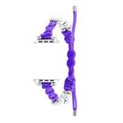 For Apple Watch Ultra 49mm Paracord Row Beads Drawstring Braided Watch Band(Purple) - 1