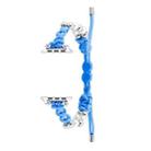 For Apple Watch Series 8 41mm Paracord Row Beads Drawstring Braided Watch Band(Blue) - 1