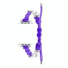 For Apple Watch Series 8 41mm Paracord Row Beads Drawstring Braided Watch Band(Purple) - 1