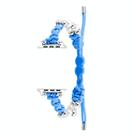 For Apple Watch Series 8 45mm Paracord Row Beads Drawstring Braided Watch Band(Blue) - 1