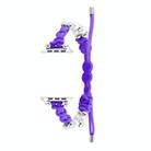 For Apple Watch Series 8 45mm Paracord Row Beads Drawstring Braided Watch Band(Purple) - 1