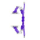 For Apple Watch SE 2022 44mm Paracord Row Beads Drawstring Braided Watch Band(Purple) - 1