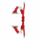 For Apple Watch Series 7 41mm Paracord Row Beads Drawstring Braided Watch Band(Red) - 1