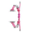 For Apple Watch SE 40mm Paracord Row Beads Drawstring Braided Watch Band(Pink) - 1