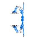 For Apple Watch SE 44mm Paracord Row Beads Drawstring Braided Watch Band(Blue) - 1