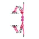 For Apple Watch Series 6 40mm Paracord Row Beads Drawstring Braided Watch Band(Pink) - 1