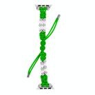 For Apple Watch Series 2 42mm Paracord Row Beads Drawstring Braided Watch Band(Green) - 3