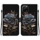 For Huawei nova Y61 / Enjoy 50z Crystal Texture Colored Drawing Leather Phone Case(Black Rose) - 1