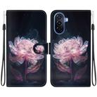 For Huawei nova Y70 Plus Crystal Texture Colored Drawing Leather Phone Case(Purple Peony) - 1