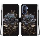 For Huawei nova Y70 Plus Crystal Texture Colored Drawing Leather Phone Case(Black Rose) - 1