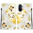 For Huawei nova Y70 Plus Crystal Texture Colored Drawing Leather Phone Case(Gold Butterfly Epiphyllum) - 1