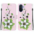 For Huawei nova Y70 Plus Crystal Texture Colored Drawing Leather Phone Case(Lily) - 1