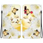 For Huawei P Smart Z / Y9 Prime Crystal Texture Colored Drawing Leather Phone Case(Gold Butterfly Epiphyllum) - 1