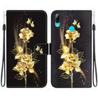 For Huawei P Smart 2019 Crystal Texture Colored Drawing Leather Phone Case(Gold Butterfly Rose) - 1