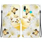 For Huawei P Smart 2019 Crystal Texture Colored Drawing Leather Phone Case(Gold Butterfly Epiphyllum) - 1