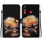 For Huawei P Smart+ 2019 Crystal Texture Colored Drawing Leather Phone Case(Gold Peony) - 1