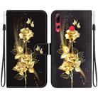 For Huawei P Smart+ 2019 Crystal Texture Colored Drawing Leather Phone Case(Gold Butterfly Rose) - 1