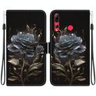 For Huawei P Smart+ 2019 Crystal Texture Colored Drawing Leather Phone Case(Black Rose) - 1