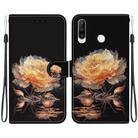 For Huawei P30 Lite / nova 4e Crystal Texture Colored Drawing Leather Phone Case(Gold Peony) - 1
