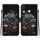 For Huawei P30 Lite / nova 4e Crystal Texture Colored Drawing Leather Phone Case(Black Rose) - 1