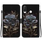 For Huawei P30 Lite / nova 4e Crystal Texture Colored Drawing Leather Phone Case(Black Rose) - 1