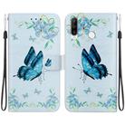 For Huawei P30 Lite / nova 4e Crystal Texture Colored Drawing Leather Phone Case(Blue Pansies) - 1
