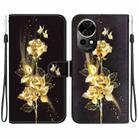 For Huawei nova 12 Crystal Texture Colored Drawing Leather Phone Case(Gold Butterfly Rose) - 1