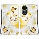 For Huawei nova 12 Crystal Texture Colored Drawing Leather Phone Case(Gold Butterfly Epiphyllum) - 1