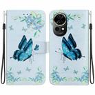 For Huawei nova 12 Crystal Texture Colored Drawing Leather Phone Case(Blue Pansies) - 1