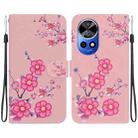 For Huawei nova 12 Pro Crystal Texture Colored Drawing Leather Phone Case(Cherry Blossoms) - 1