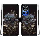 For Huawei nova 12 Ultra Crystal Texture Colored Drawing Leather Phone Case(Black Rose) - 1