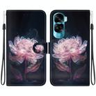 For Honor 90 Lite Crystal Texture Colored Drawing Leather Phone Case(Purple Peony) - 1