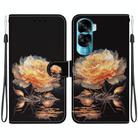 For Honor 90 Lite Crystal Texture Colored Drawing Leather Phone Case(Gold Peony) - 1