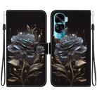 For Honor 90 Lite Crystal Texture Colored Drawing Leather Phone Case(Black Rose) - 1