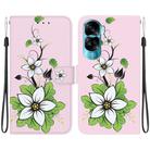 For Honor 90 Lite Crystal Texture Colored Drawing Leather Phone Case(Lily) - 1