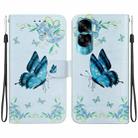 For Honor 90 Lite Crystal Texture Colored Drawing Leather Phone Case(Blue Pansies) - 1