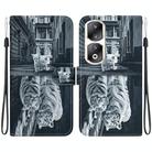 For Honor 90 Pro Crystal Texture Colored Drawing Leather Phone Case(Cat Tiger Reflection) - 1