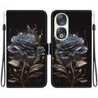 For Honor 90 Crystal Texture Colored Drawing Leather Phone Case(Black Rose) - 1