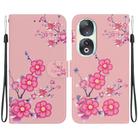 For Honor 90 Crystal Texture Colored Drawing Leather Phone Case(Cherry Blossoms) - 1