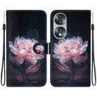 For Honor 70 Crystal Texture Colored Drawing Leather Phone Case(Purple Peony) - 1