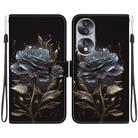 For Honor 70 Crystal Texture Colored Drawing Leather Phone Case(Black Rose) - 1