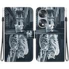 For Honor 70 Crystal Texture Colored Drawing Leather Phone Case(Cat Tiger Reflection) - 1