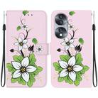 For Honor 70 Crystal Texture Colored Drawing Leather Phone Case(Lily) - 1