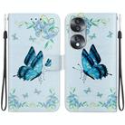 For Honor 70 Crystal Texture Colored Drawing Leather Phone Case(Blue Pansies) - 1