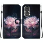 For Honor 80 Crystal Texture Colored Drawing Leather Phone Case(Purple Peony) - 1